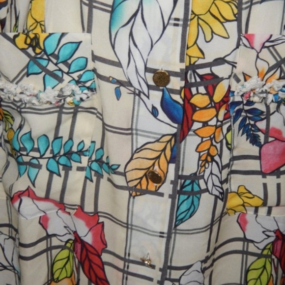 Dyvna Windowpane Silk Blend Floral Shirt Dress Nwt XS - Picture 6 of 9